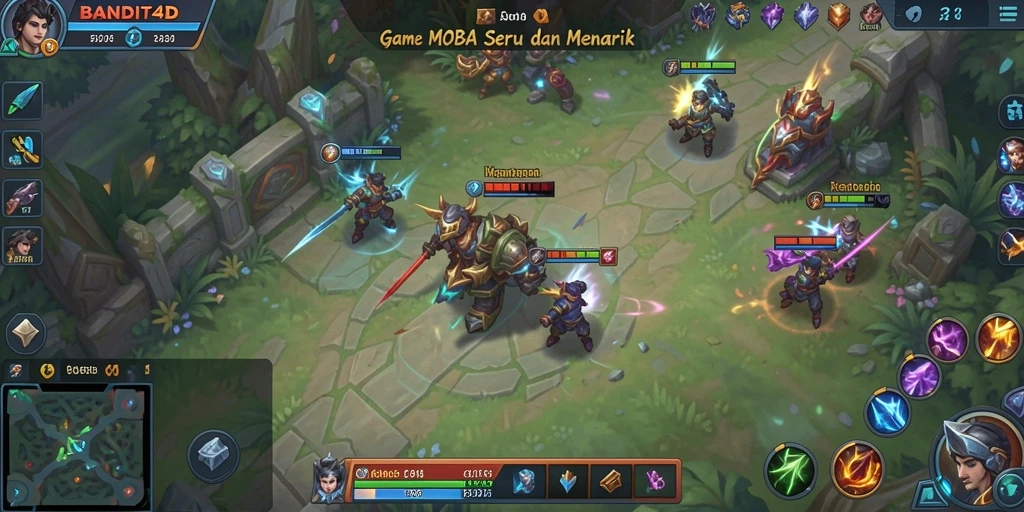 Gameplay seru dalam pertempuran MOBA BANDIT4D.