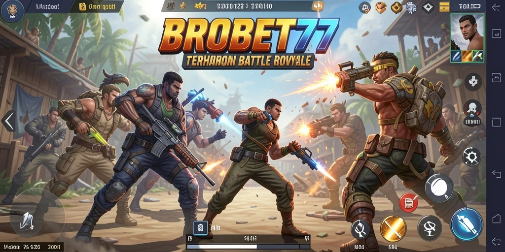 Tampilan gameplay mendebarkan dari BROBET77 dalam pertarungan Battle Royale.