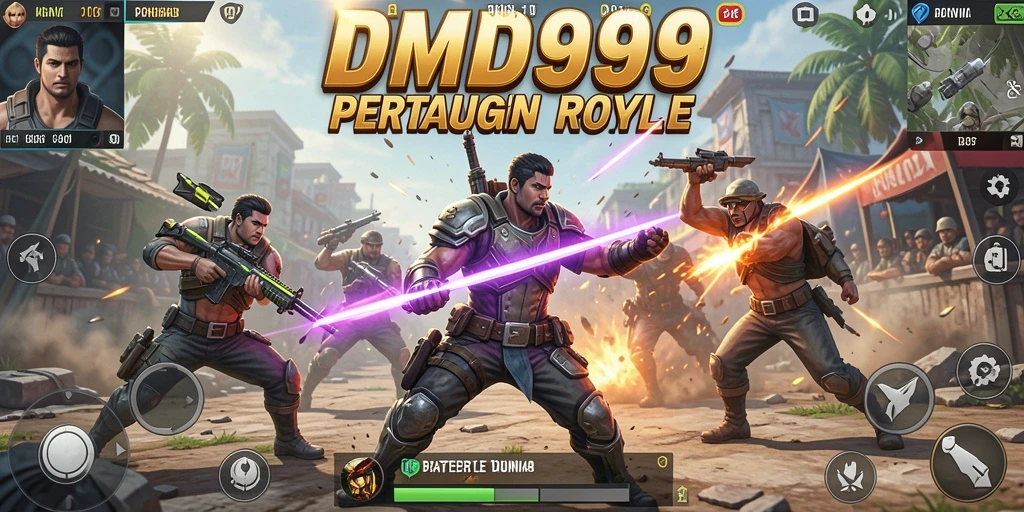 Screenshot DMD999 menampilkan aksi mendebarkan dalam Battle Royale.