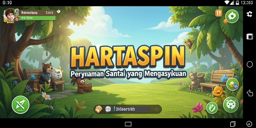 Tampilan gameplay HARTASPIN yang ceria dan menenangkan.
