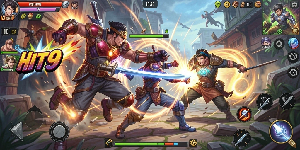 Tampilan gameplay action yang menantang dan mendebarkan dari HIT9.