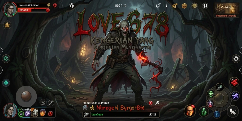 Tampilan gameplay LOVE678 dengan suasana Horror yang mencekam.