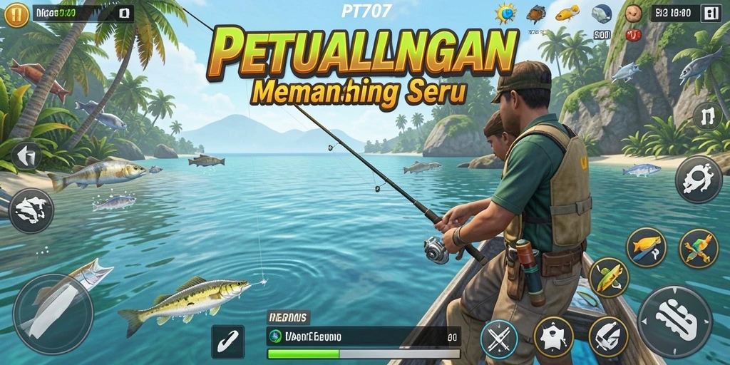 Screenshot gameplay PT707 menampilkan pengalaman memancing yang mendebarkan.