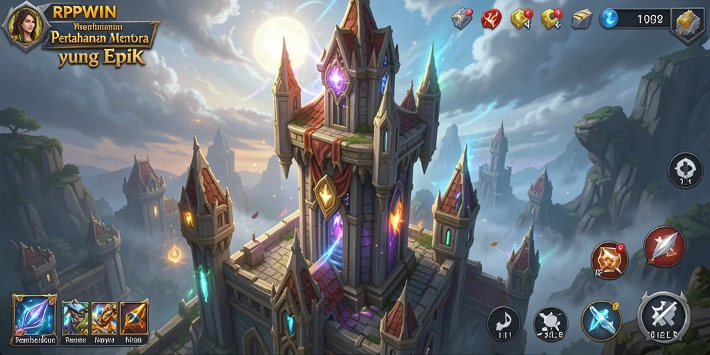Tangkapan layar menunjukkan aksi menakjubkan dari strategi Tower Defense.