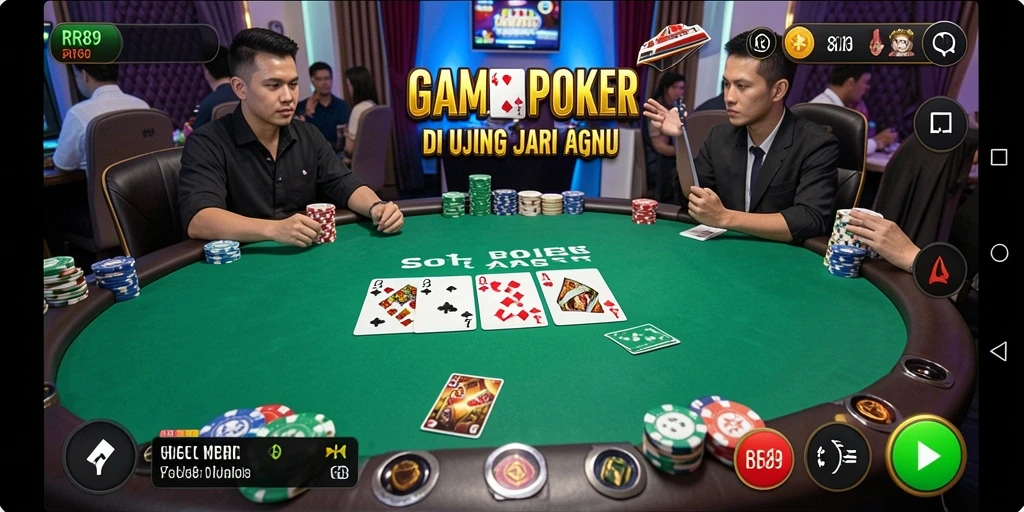 Screenshot gameplay RR89 yang menampilkan aksi poker seru dan interaksi pemain.